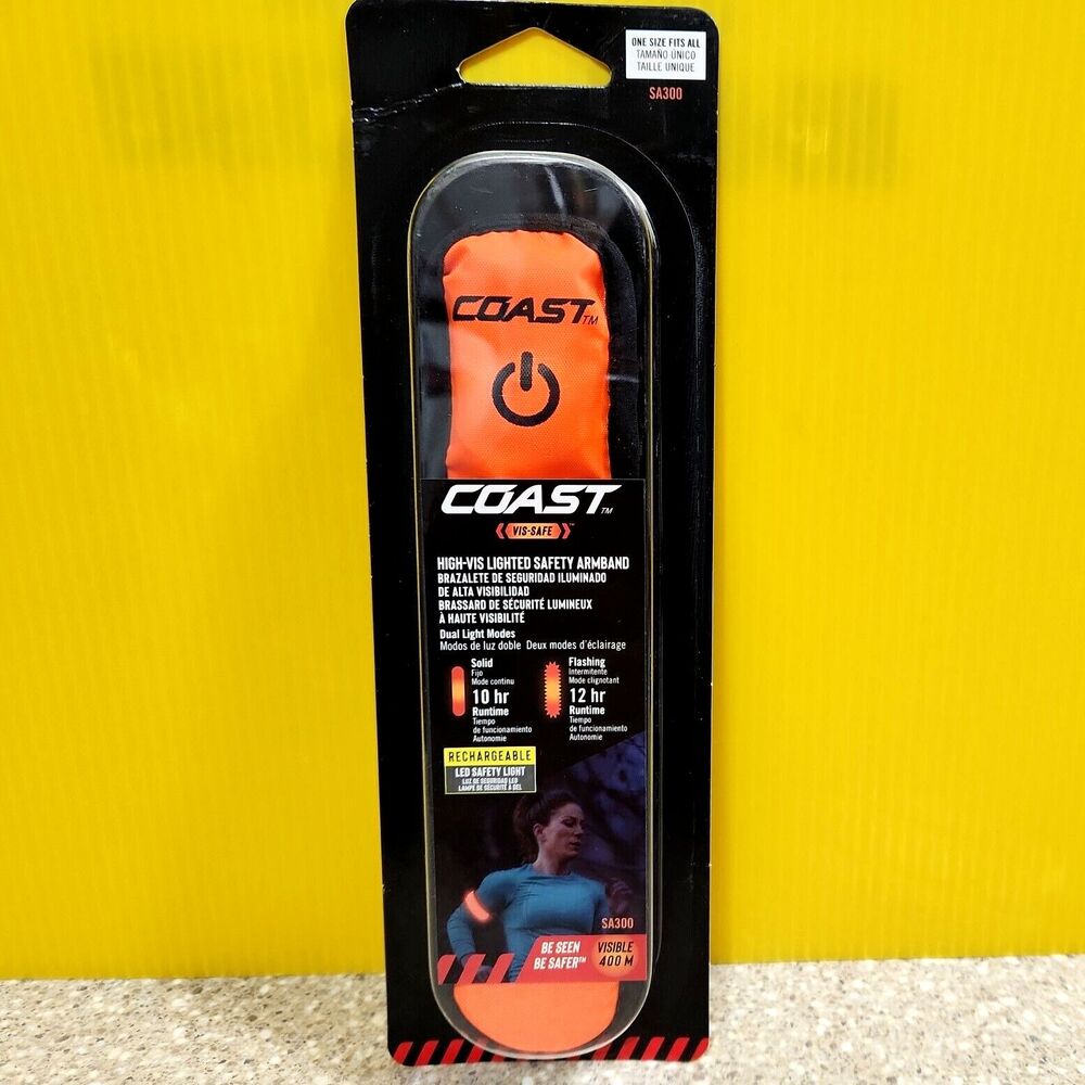 Coast- High Vis Lighted Safety Armband Dual Light Modes ~ Rechargeable LED NEW